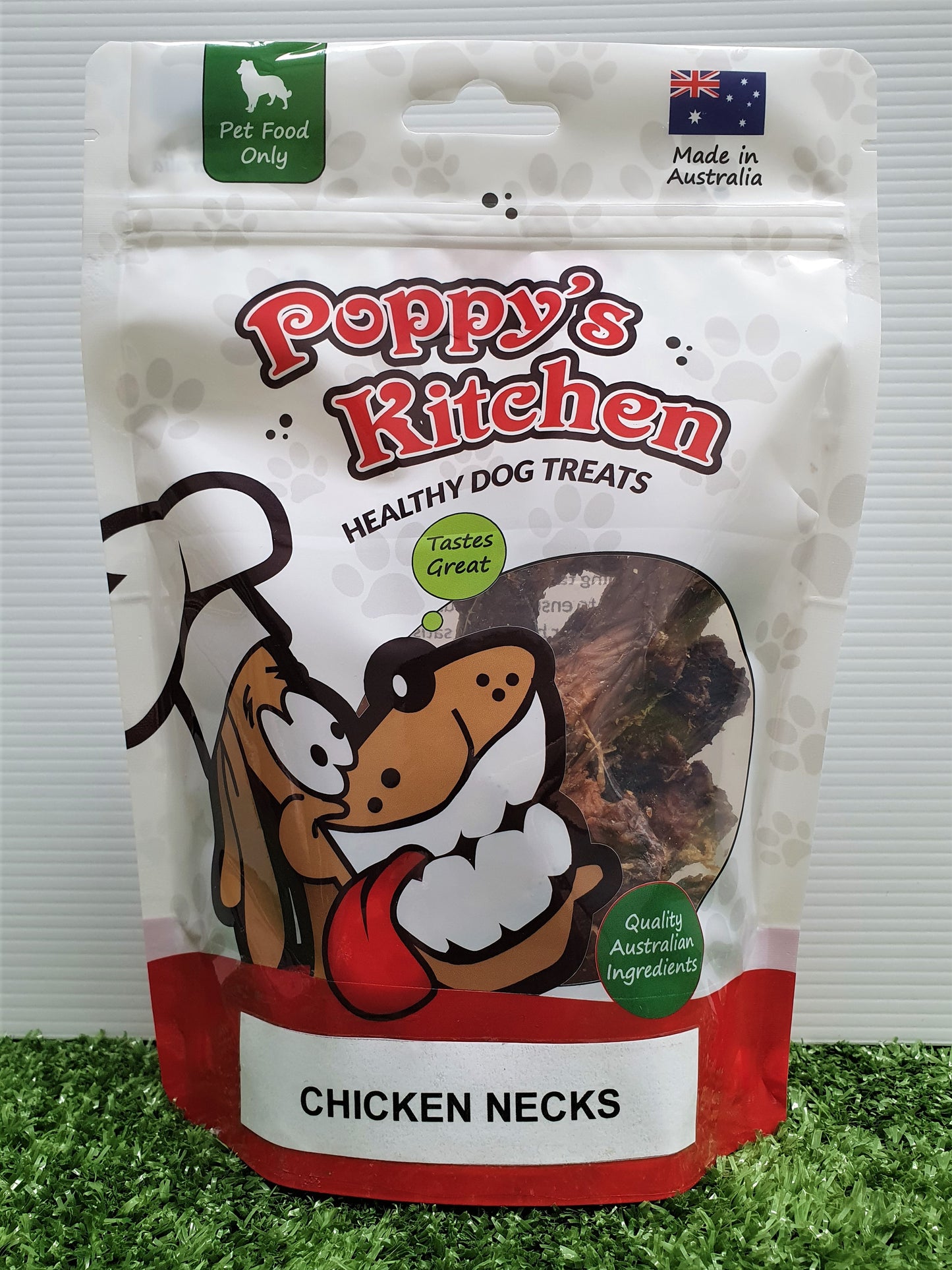 Poppys Kitchen Quality Australian Dried Chicken Neck Dog Treats 100g